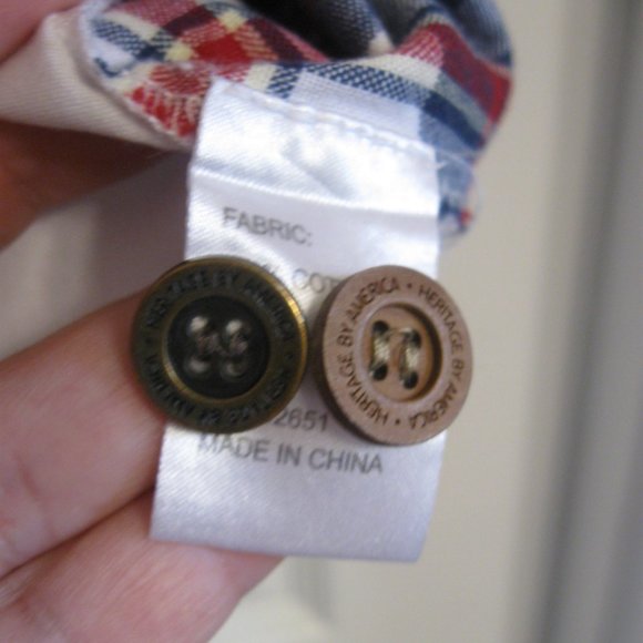 Denim Distillery Mens Short Sleeve Patchwork Plaid Shirt sz L Red White Blue - Picture 10 of 11